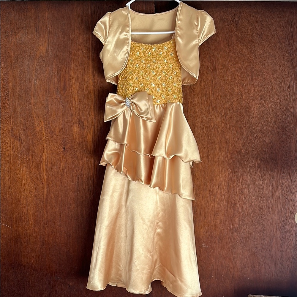 Gold/Yellow Dress with Ruffle and Bow Details